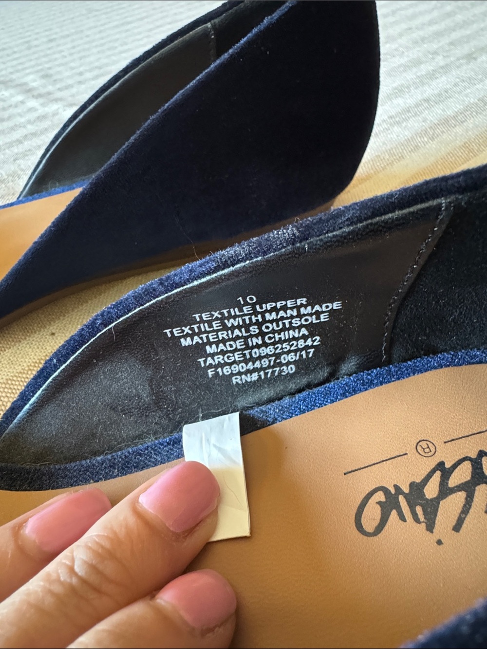 Mossimo Supply Co. Navy Pointed Toe Flats with Crystal Flower Accents - Picture 3 of 8